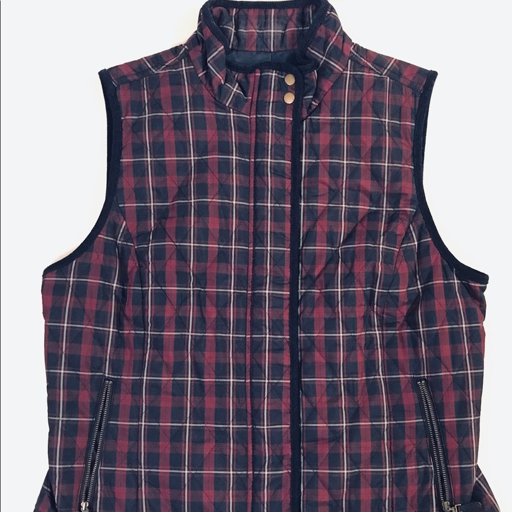 Talbots Purple/Blue Plaid Puffer Vest • Sz Large P